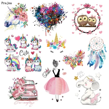 

Prajna Fashion Girl Unicorn Butterfly Patches Iron On Transfers Vinyl Heat Transfer Iron Patch Summer Style Thermal Patches DIY
