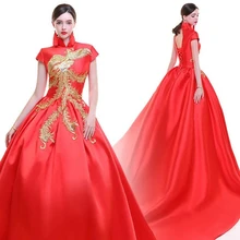 Модератор сценическое платье юбка женский элегантный длинный стиль темперамент китайский стиль вышивка модель Подиум шоу сцена Одежда