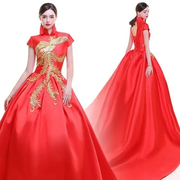 

Moderator stage dress skirt female new elegant long style temperament chinese style embroidery model catwalk show stage clothes