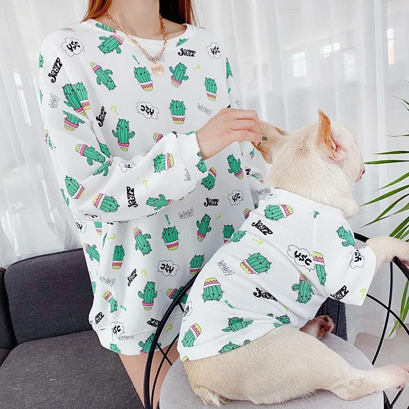 

Print Dog Hoodie Warm Dog Clothes Cactus Pets Dogs Clothing for Dogs Costume French Bulldog Pet Puppy Outfit S-4XL Pet Cat Shirt