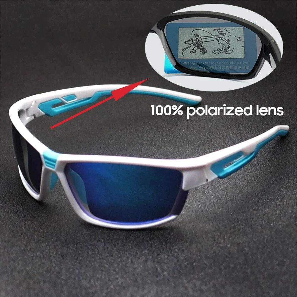 Grid Grey Frame Sports Sunglasses Polarized Men Outdoor Cycling Goggles  Women Night Vision 2024Fishing UV400 Mirror Shades
