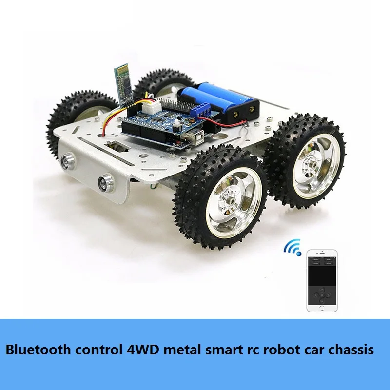 C300 4WD металлический Смарт RC робот шасси автомобиля комплект с беспроводной Wi-Fi/Bluetooth/ручка контроллер комплект 4 шт. DC мотор DIY для Arduino