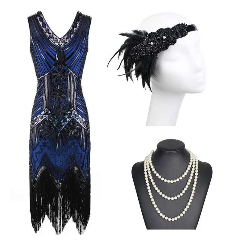 Preise Pluse Größe 1920s Flapper Kleid Great Gatsby Party Abend Pailletten Perlen Fransen Vintage V Neck frauen Kleider Kleid