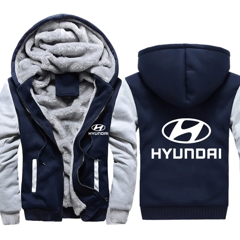 Толстовки для мужчин, автомобиль Hyundai, логотип, куртка с принтом, мужские толстовки, повседневный Зимний толстый теплый флис, хлопковая одежда реглан на молнии, спортивные костюмы - Цвет: 802