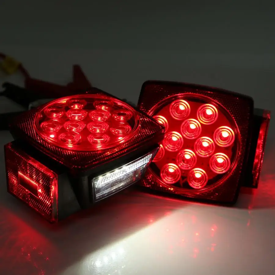 One Pair LED Square Red Trailer Turn/Signal/Tail Light L/R Submersible DOT Under 80 led ceiling downlight