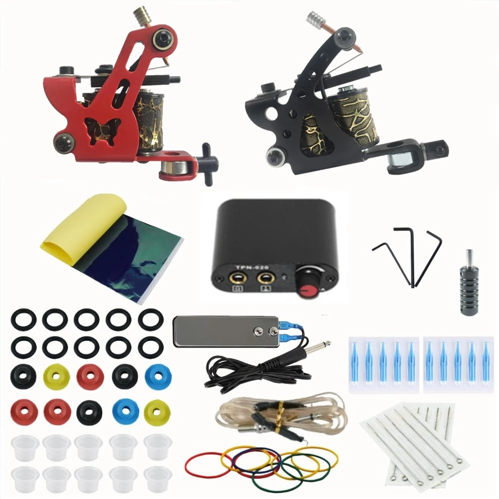 

Starter Tattoo Set 2 Machine Guns Power Supply Permanent Makeup Complete Tattoo Kit