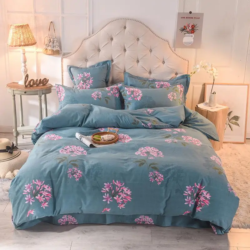 Ultra Soft Brushed Cotton Duvet cover Comforter Case Bedding Sets Bed Sheet Set Fitted Sheet Pillowcase Twin Queen King siz - Цвет: Color 3