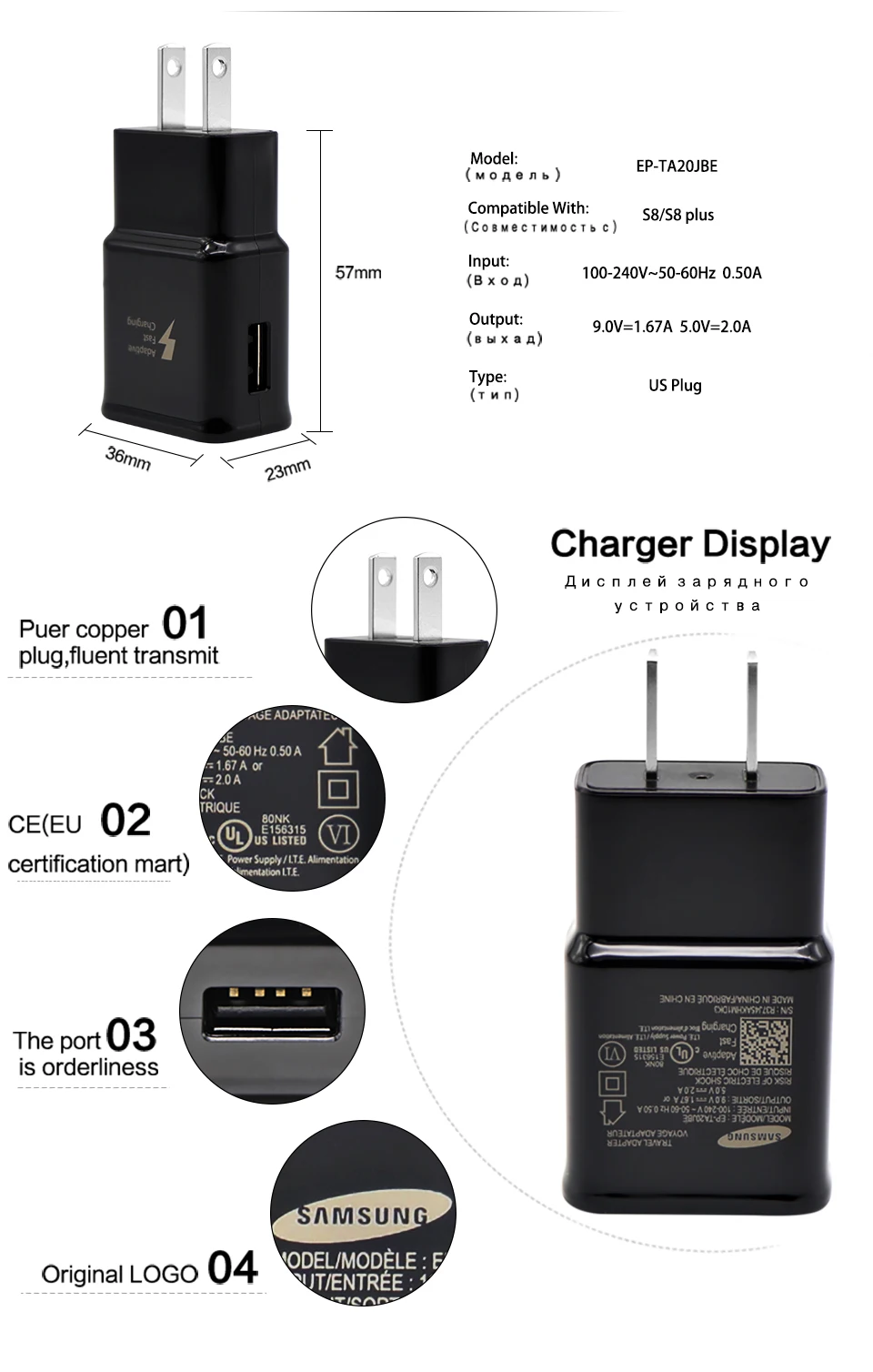 usb c 5v 3a Samsung Galaxy Fast Charger USB Power Adapter 9V1.67A Quick Charge Type C Cable line for Galaxy S10 S8 S9 Plus Note 10 9 8 Plus 12 v usb