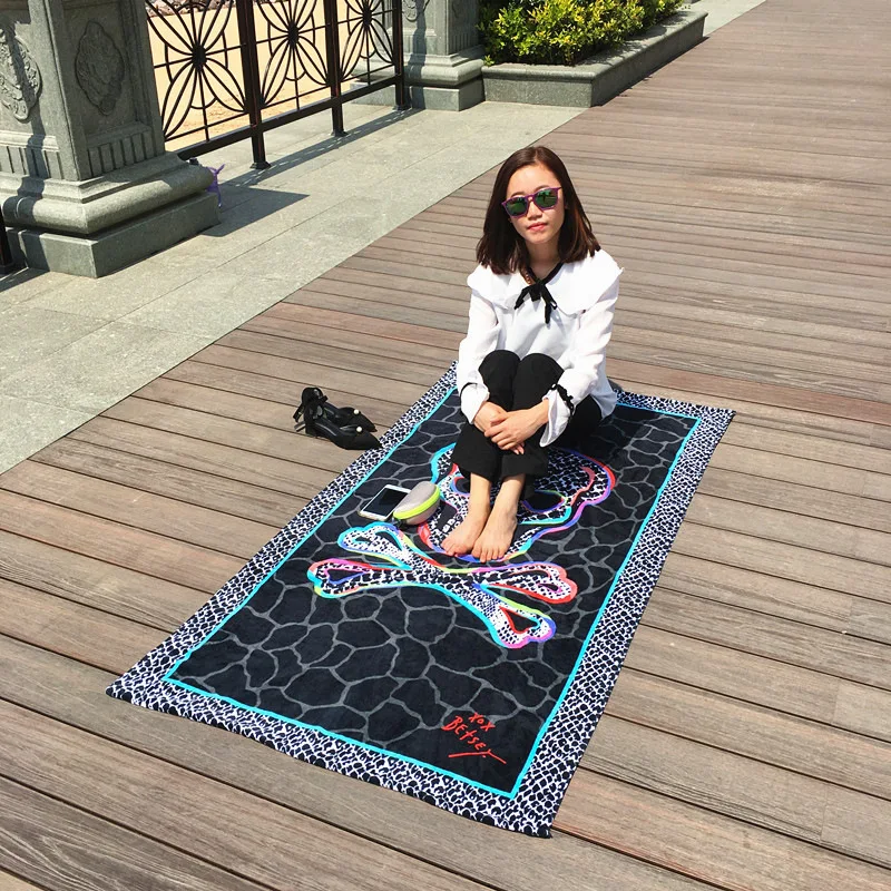 Carton Skull large Bath Towel 3D printing pattern Bathroom comfortable cotton Beach Towel for Adult Fire Shower Towel 90x170cm