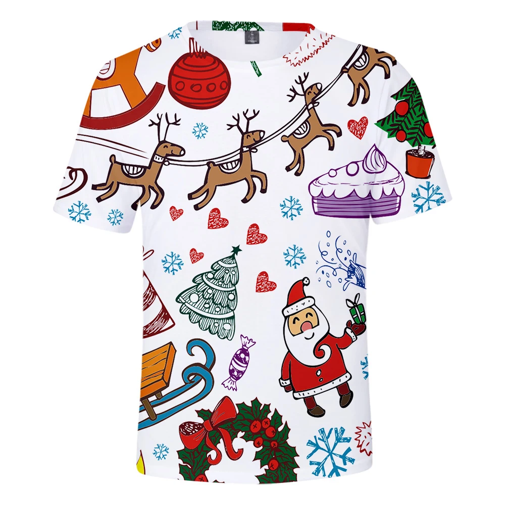 

New Christmas Print Casual T-shirts Women Men Clothes 2019 Hot Sale Tops Short Sleeve Kpop T-Shirts Plus Size Custom