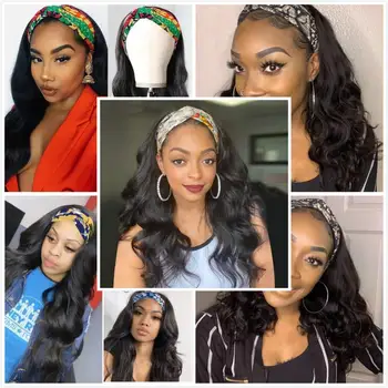 

Vlwigs headband wig full machine made wig always beauty wig human hair brazilian body wave wig for black women 150% Density