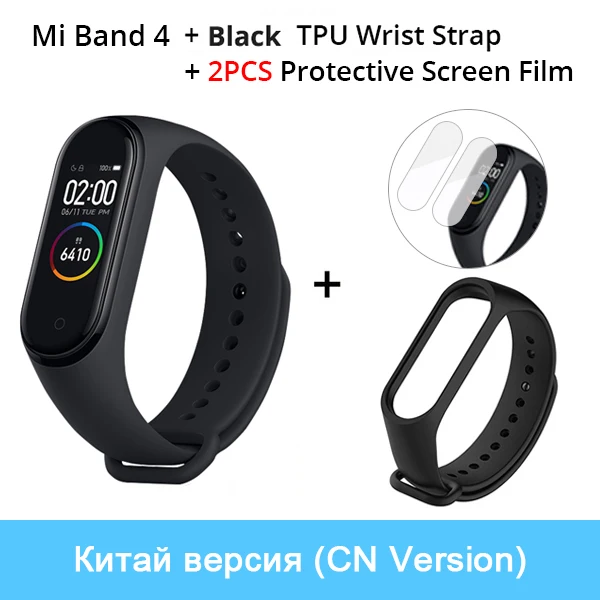 Xiaomi mi Band 4, музыкальный смарт-браслет mi band 4, фитнес-браслет, 135 мА/ч, цветной экран, 50 м, водонепроницаемый, Bluetooth 5,0 - Цвет: CN N Black Strap