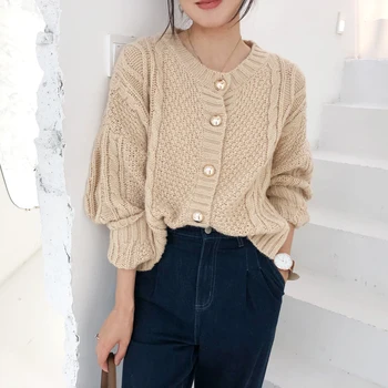 

Knitted Women Sweater Cardigans Long Sleeve Knitting Female Jumpers Vintage Cardigans 2020 Autumn Winter Cashmere Knit Casual