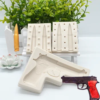 

Cool Gun Bullet shape Silicone mold Resin kitchen baking tools DIY cake chocolate fondant mold dessert pastry lace decoration