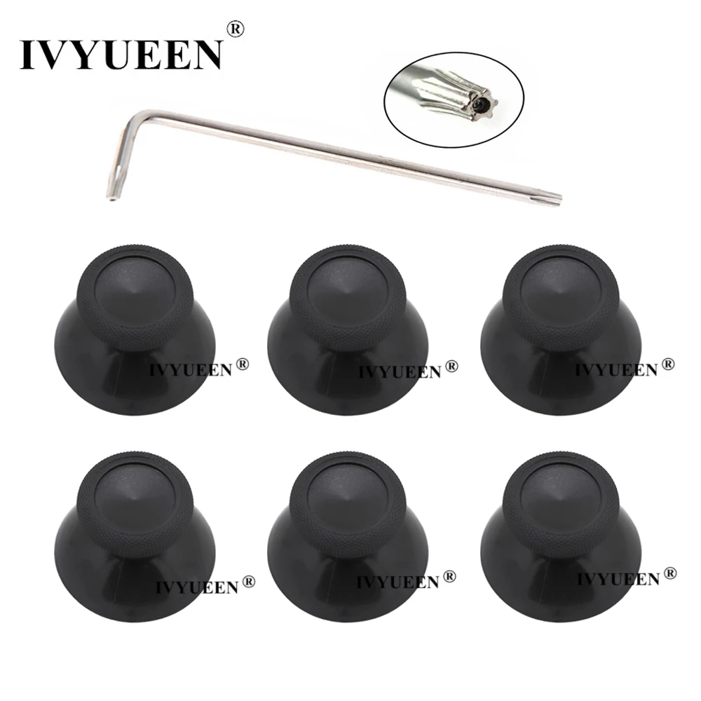 IVYUEEN 6 Pcs Black 3d Analog Joystick Stick for XBox One X Elite S Slim Controller Analogue Thumbsticks Caps Mushroom with Tool