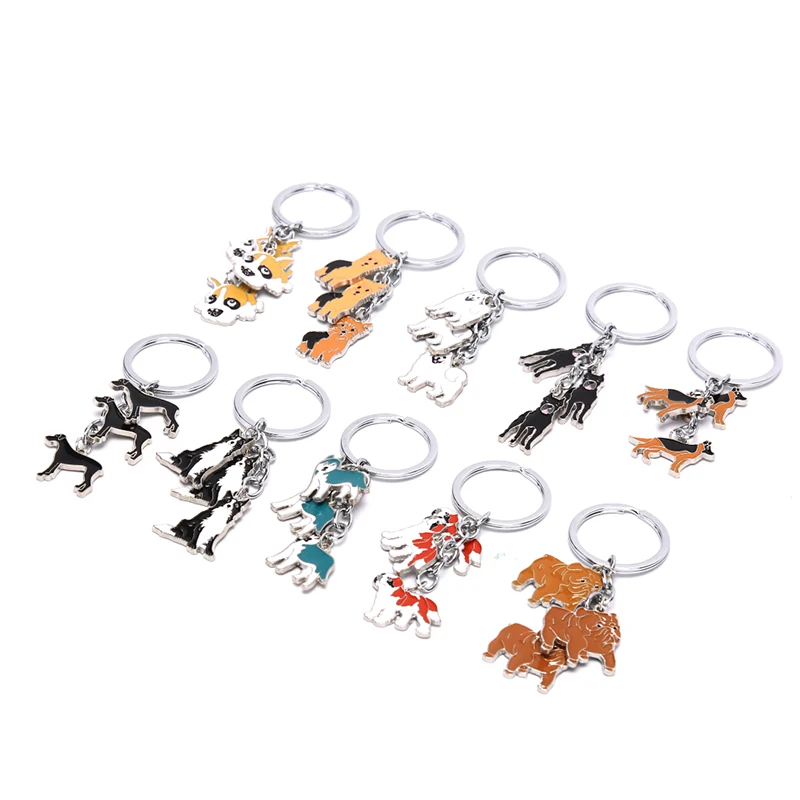 HOT Alloy Metal Pet Dog Pendant Key Chains For Car Bag Silver Color Charm Men Women Keychain Key Ring Holder