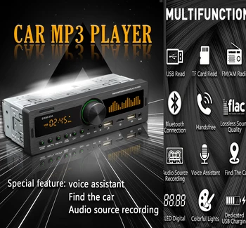

kebidumei Bluetooth Locator 12V Car Radio Player Auto Fm Stereo Mp3 Music Player Aux Input Audio Hands-Free Call Usb Tf 3.5Mm Au