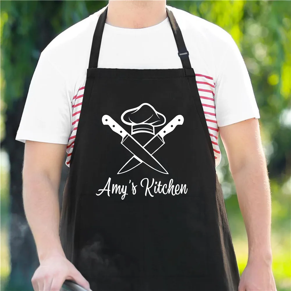 New Kitchen Apron For Man and Woman Personalized Name Birthday Gifts Apron Home Party Accessory Barbecue