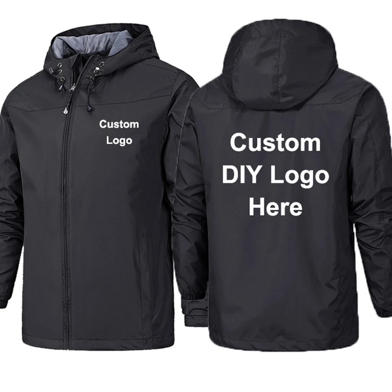 Spring Autumn Custom Logo Design Men Jacket DIY Print Zipper Coat Windproof Waterproof Jacket Unisex Outdoor Jackets