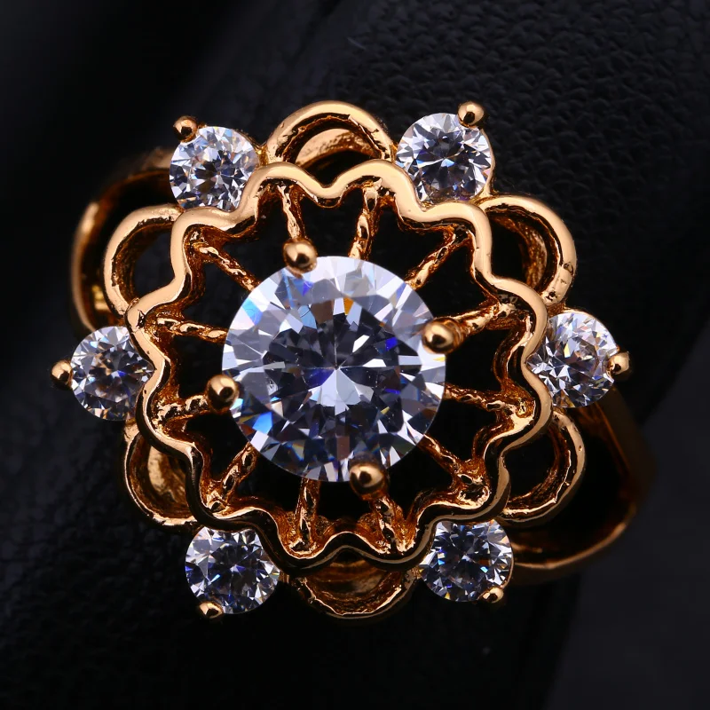 Женское кольцо из розового золота с белым цирконом размеры 5 75 6 7 R358|ring jewelry|jewelry