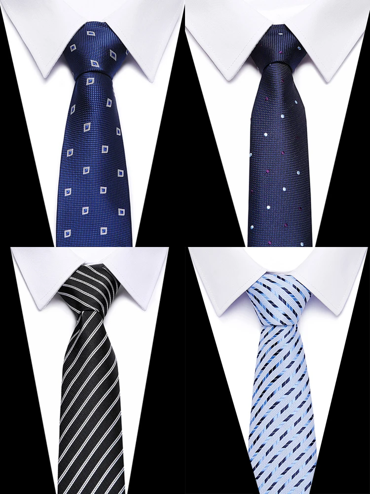 Neck Tie Men Classic Silk Jacquard Woven Plaid Check Striped