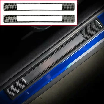 

Carbon Fiber Door Sill Scuff Plate Guard Sticker Trim for Ford Mustang 2015-2019