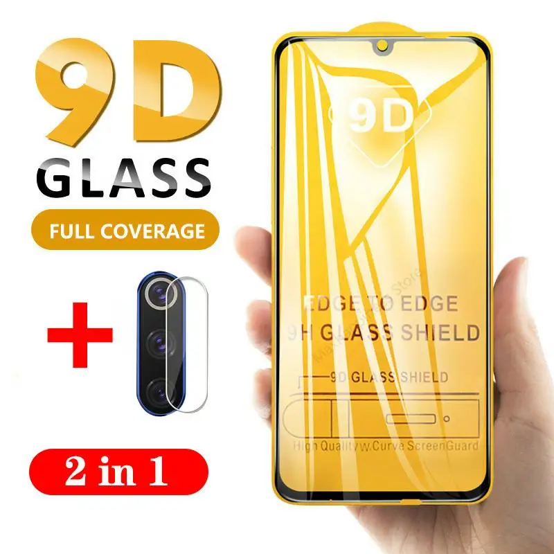 2 in 1 9D Screen Protector for Xiaomi Mi A3 Lite Camera Lens Protective Glass For Redmi K20 Note 5 6 7 8 Pro 7 7A Tempered Glass