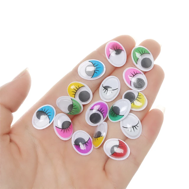 100Pcs Plastic Wiggling 3D Doll Eyes Oval Moving Eyes for DIY Toys Dolls Stuffed Animals Plush Eyes Handmade Toy Accessories 2
