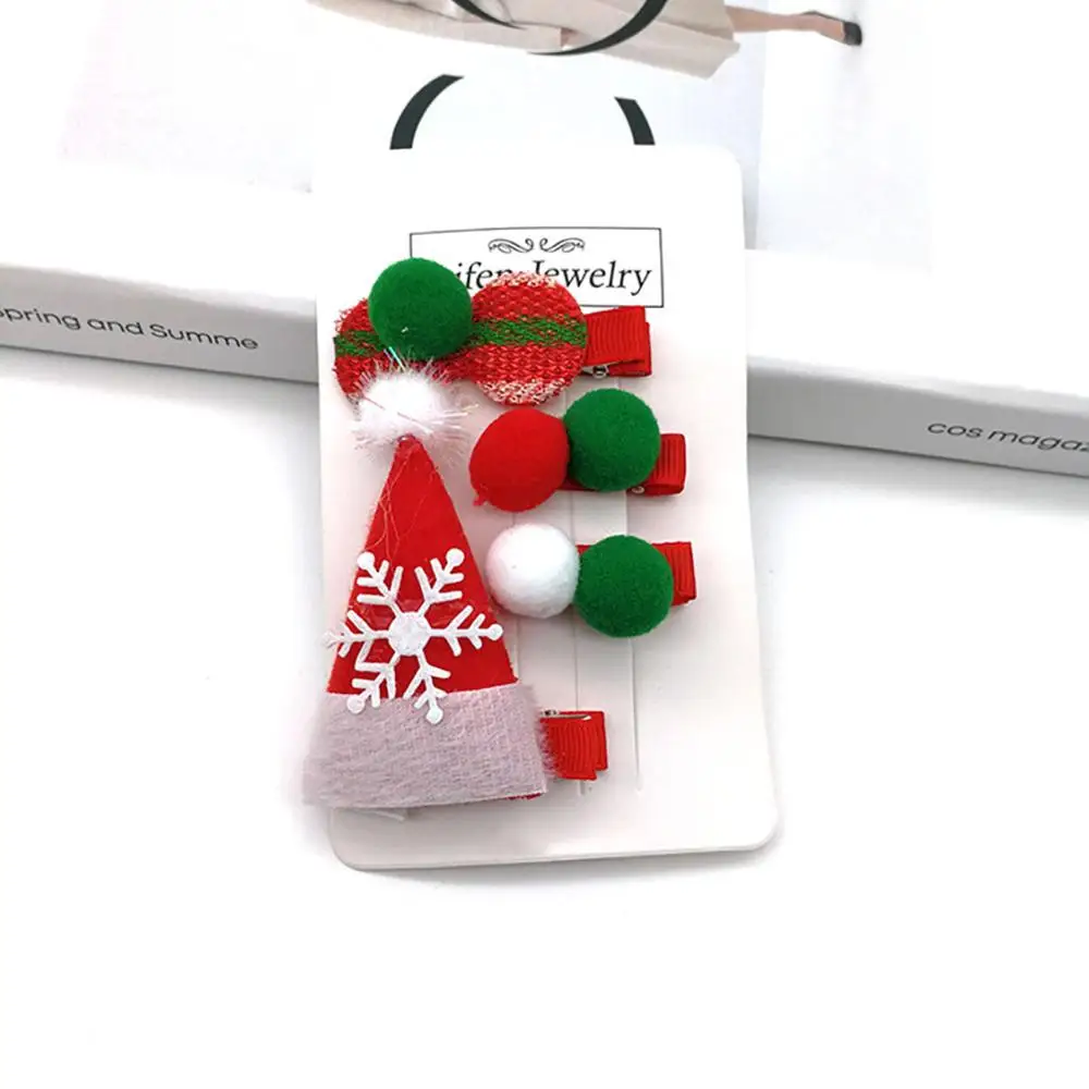 style F 4 Pieces / Set of Children's Christmas Party Styling Hair Accessories Hairpin Cute Baby Hairpin Snow Pom-pom Girl Hairpin - Цвет: style F