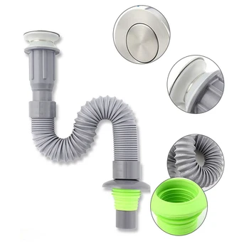 

Bendable Home Durable Tools Bathroom With Deodorant Pad Sealing Down Pipe ABS Grey Easy Install Conjoined Sewage Drain