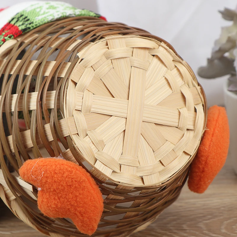 1Pcs Christmas Candy Basket Storage Xmas Gift Holder Basket Home Desktop Decor Santa Claus Party Kids Gifts Storage Basket