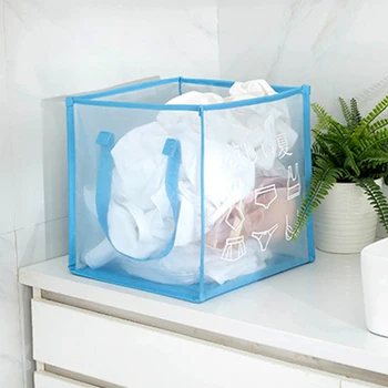 

Cloth Storage Basket Mesh Square Box Sundries Sorting Stand Large Capacity Side Handles Holder