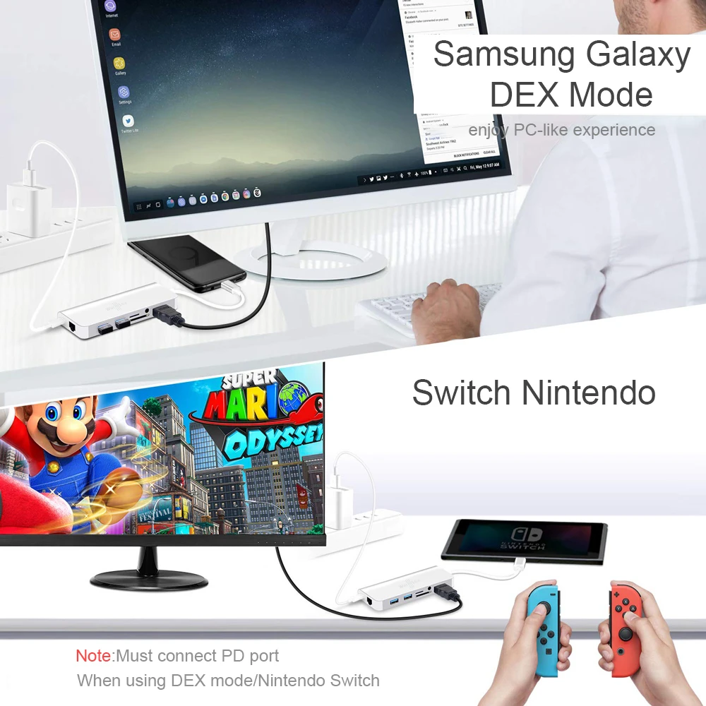 USB C концентратор аудио с 4K HDMI RJ45 SD PD Card зарядная станция Dex для Samsung Galaxy Note8 S8 S9 Nintendo