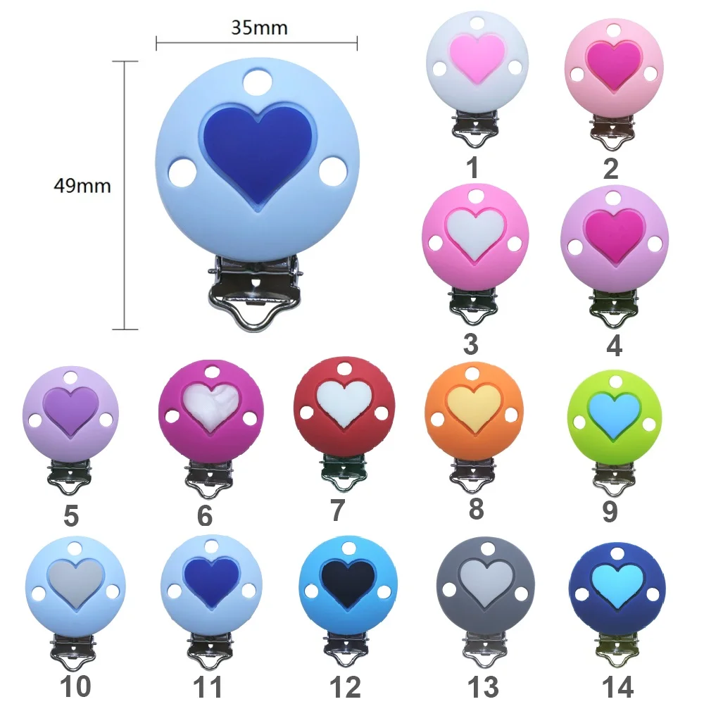 BOBO.BOX 2pc Pacifier Clip Holder Silicone Beads Mickey Heart Star Baby Teething Accessories Soother Chew Toy Pacifier Holder 4