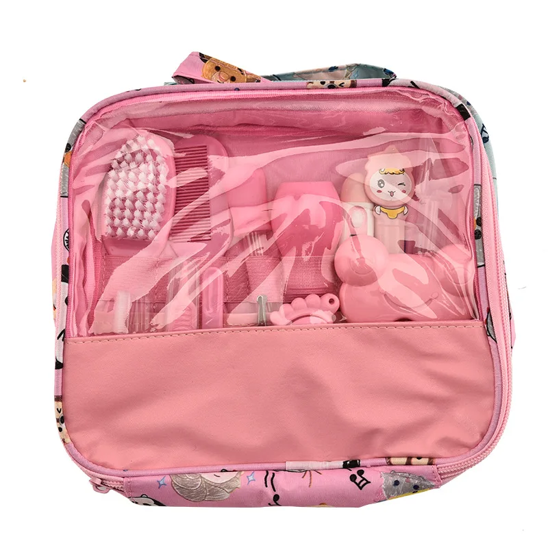 13Pcs Pink with Bag 13 шт., детский набор для ухода за здоровьем, детский набор для ухода, безопасные маникюрные машинки для стрижки ногтей, расческа, наждачная расческа для волос, термометр, инструмент для ухода за ребенком - Цвет: 13Pcs Pink with Bag