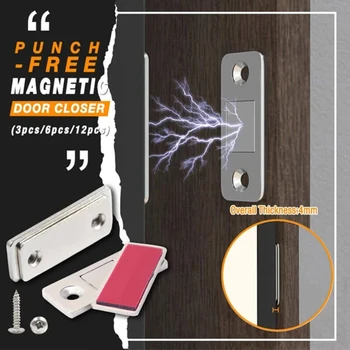 

Stainless Steel Door Closer Non Punching Sticker Strong Magnetic Door Stopper Mounted Nail-free Door Stops Hidden Door Holders