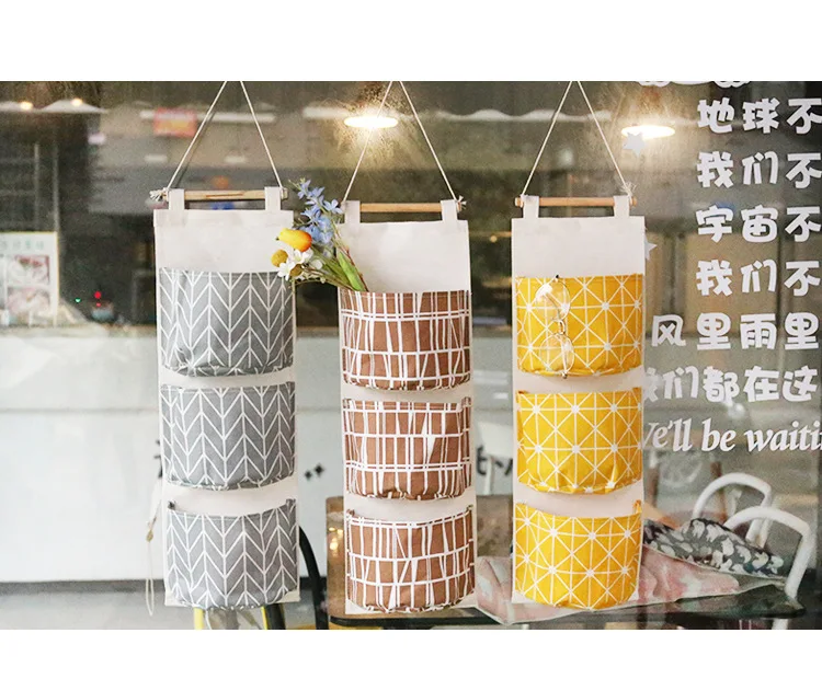 1030 Cotton Linen Waterproof Hanging Storage Bag Hanging Multilayer Hanging Diaper Art Door after Debris Storage Bag