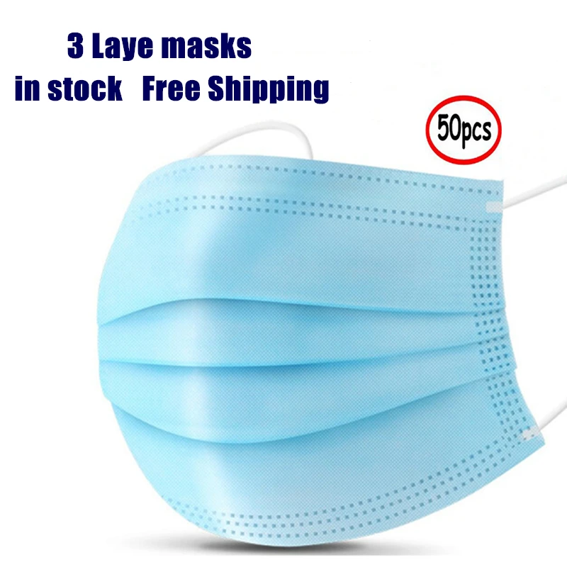 

Disposable Anti-dust masks 50PCS Free Shipping 3 Laye mask FFP3 Light, thin, breathable and easy to breathe portable Facemask