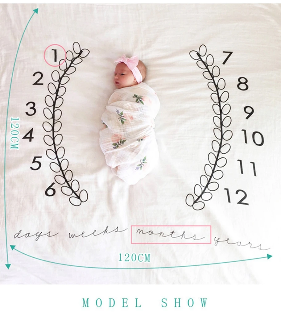 Emmababy для новорождённых младенцев веху Одеяло коврик опора на рост фото за счет складки, мягкая модная ткань