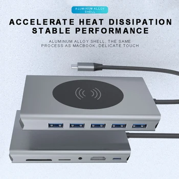 

POHIKS 1pc Portable 13-in-1 Laptop Expansion Docking Station High Speed USB 3.0Type-C to HDMI PD VGA Hub Adapter