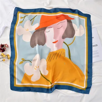 

Oloey New Fashion 70*70 cm Soft Hair Scarf Women Wraps Skin-friendly Sweety Breathable Scarf SilkThin Floral Print Headband