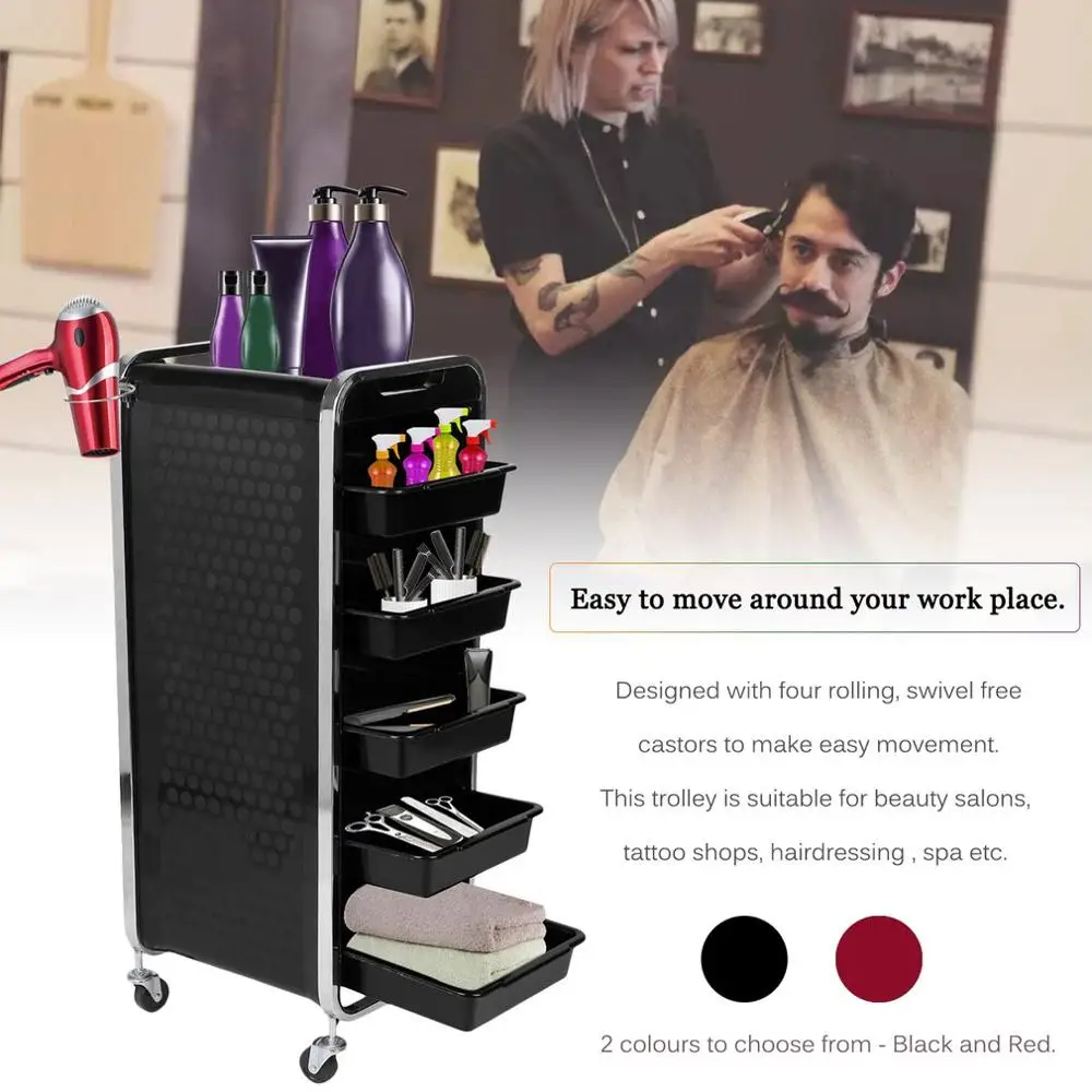 

Upscale 6 Tiers Salon Hairdresser Trolley Drawers Beauty Storage Hair Colouring Spa Barber Beauty Roller Cart 5 Drawers