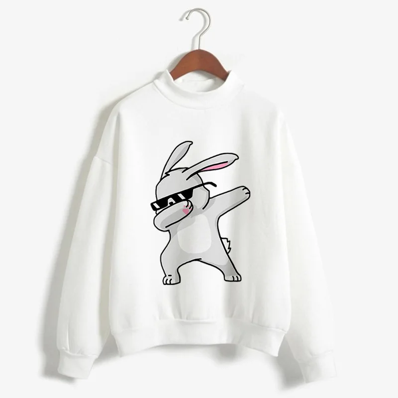 Women Animal Unicorn Cat Print Sweatshirt Avocado Panda Bunny Sweatshirts Cute Hoody White Holographic Aesthetic Hoodie Female - Цвет: Серый