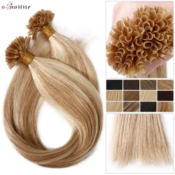 S-noilite U Tip Hair Extensions For Volume 16'' - 24''  1g/s 50g Straight Human Hair Keratina Pre-bonded Capsules Fusion Nail