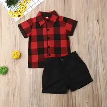 Christmas Clothes Toddler Baby Boy Clothes Xmas Checks Clothes Shirt Tops+Pants Gentleman Outfits Set 1-5T