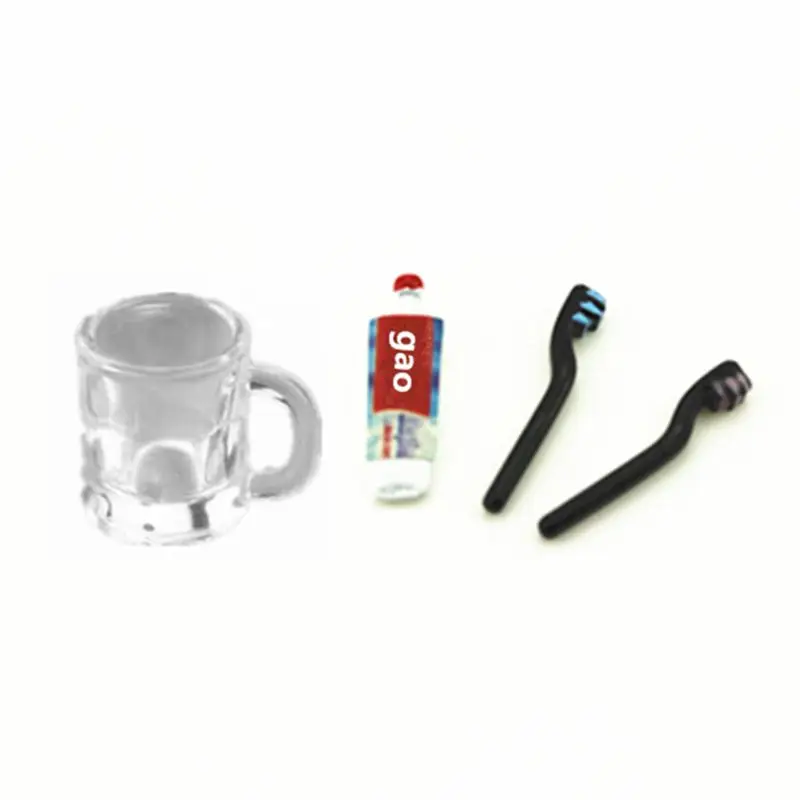 

1:12 Cute Dollhouse Miniature Mini Cup Toothpaste Toothbrush Forob11 Blyth Barbi Pulip Doll Furniture Accessories Toy