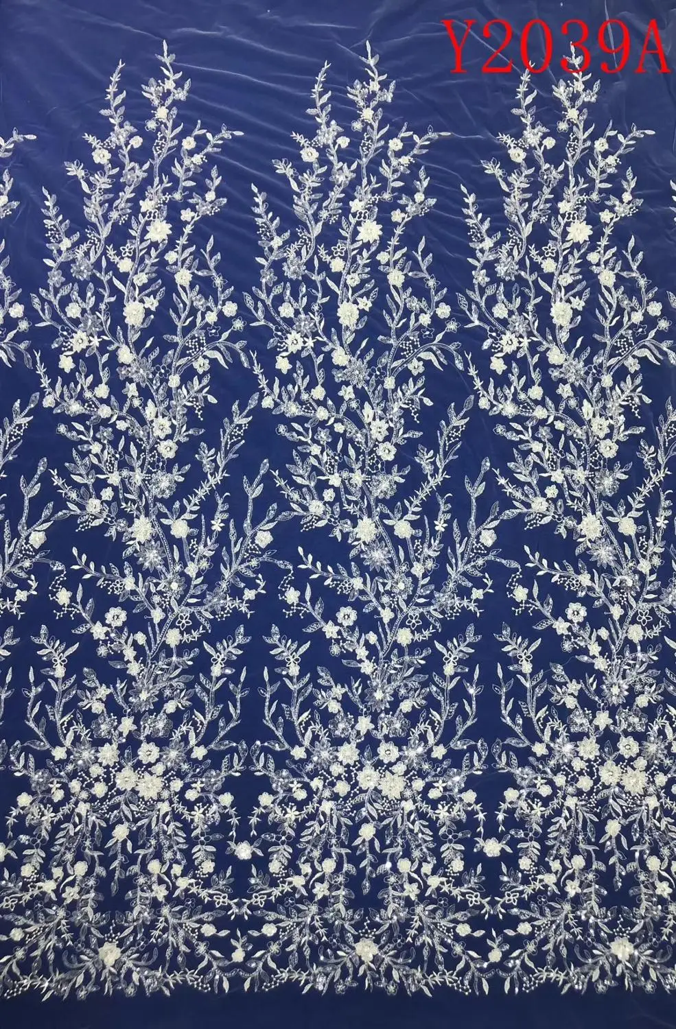 

Y2039A Ivory Bead lace fabric with embroidery bead mesh tulle lace for weddind dress fabric 5 Yards/Lot