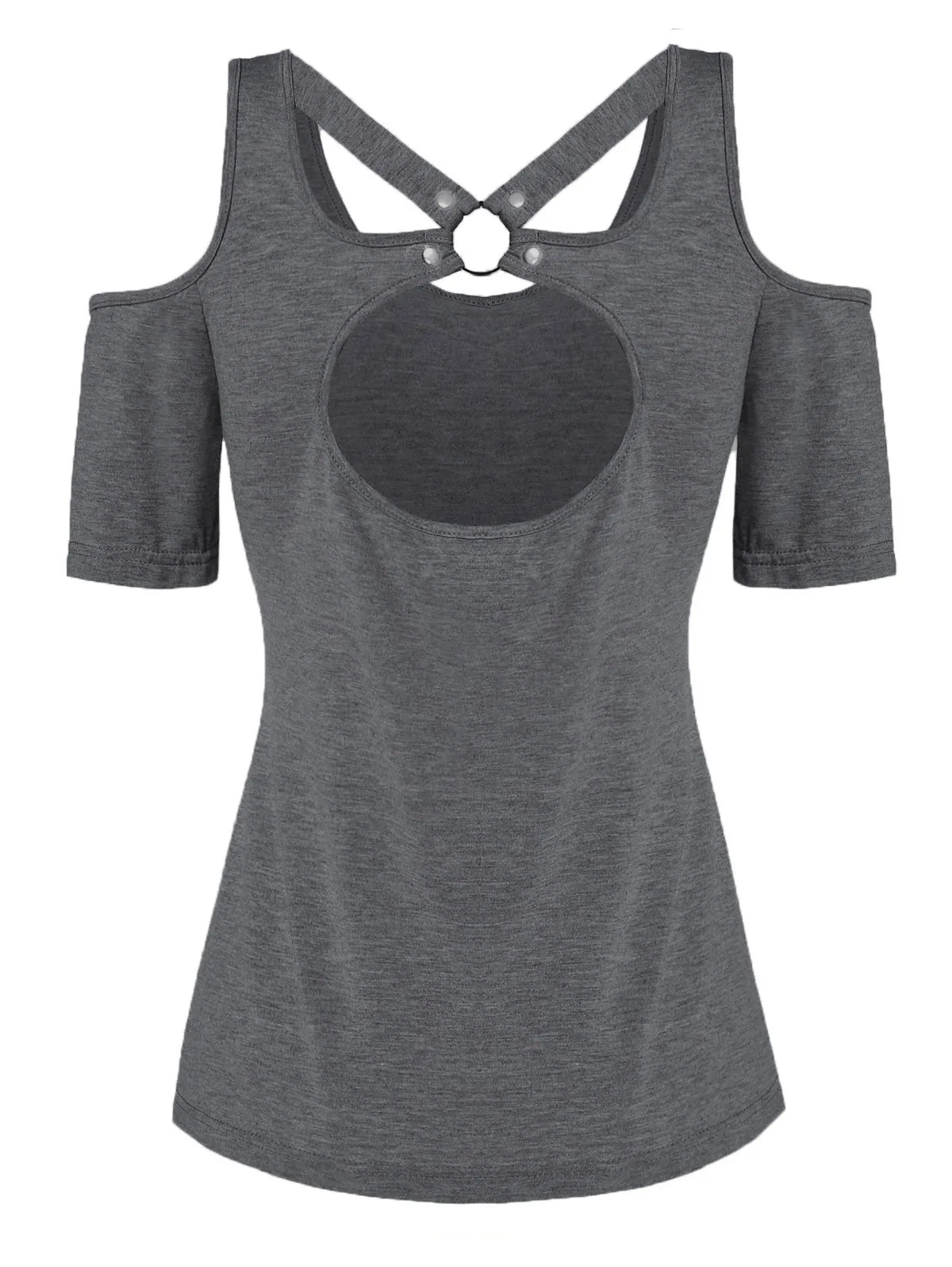 Wipalo, женская футболка с вырезами и круглым вырезом на плечах, модные топы с короткими рукавами в готическом стиле, летние однотонные сексуальные женские футболки