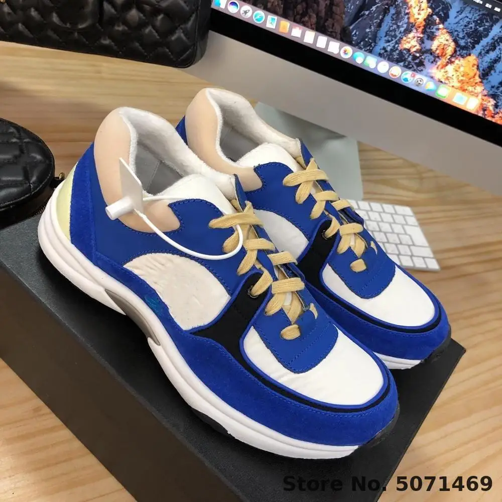 

2019 OLOMLB-Chaneling Designer Shoes Luxury Fashion Black Grey Suede Calfskin Low Lace Up Sneaker Patent Pvc Runners Trainers