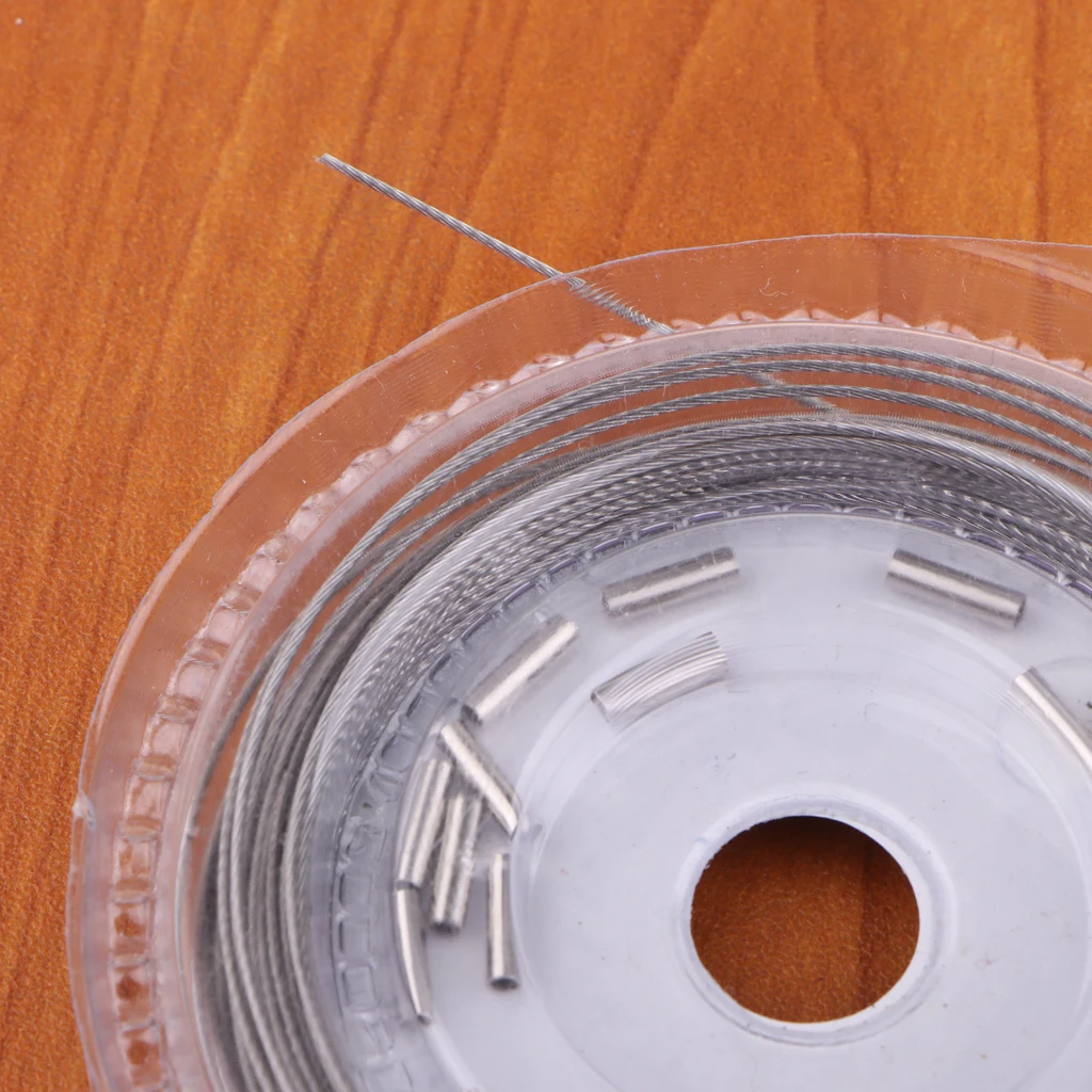 2pcs Fishing Steel Wire Fishing Line 10m 7 Strands Braided Leader Wire with 12pcs Crimps Sleeves
